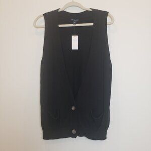 GAP Cashmere Blend Deep V  Button Front Sweater Vest w/ Pockets Size Large